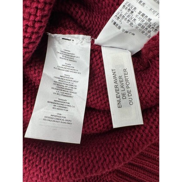 Armani Exchange Full-Zip Knit Sweater XXL Red Nordic Pattern Wool Blend Ribbed C - Picture 10 of 15